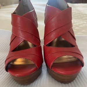 Seychelles red leather wedge Size 7 1/2